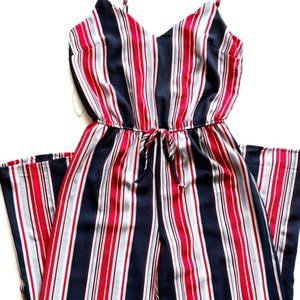 Cage Women's Striped Jumpsuit Small Wide Leg